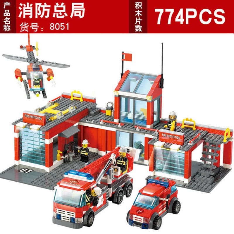 880 PCS Lego Blocos de Construção Estação de Bombeiros Escada de Resgate Carro Educacional Menino Brinquedo Presente