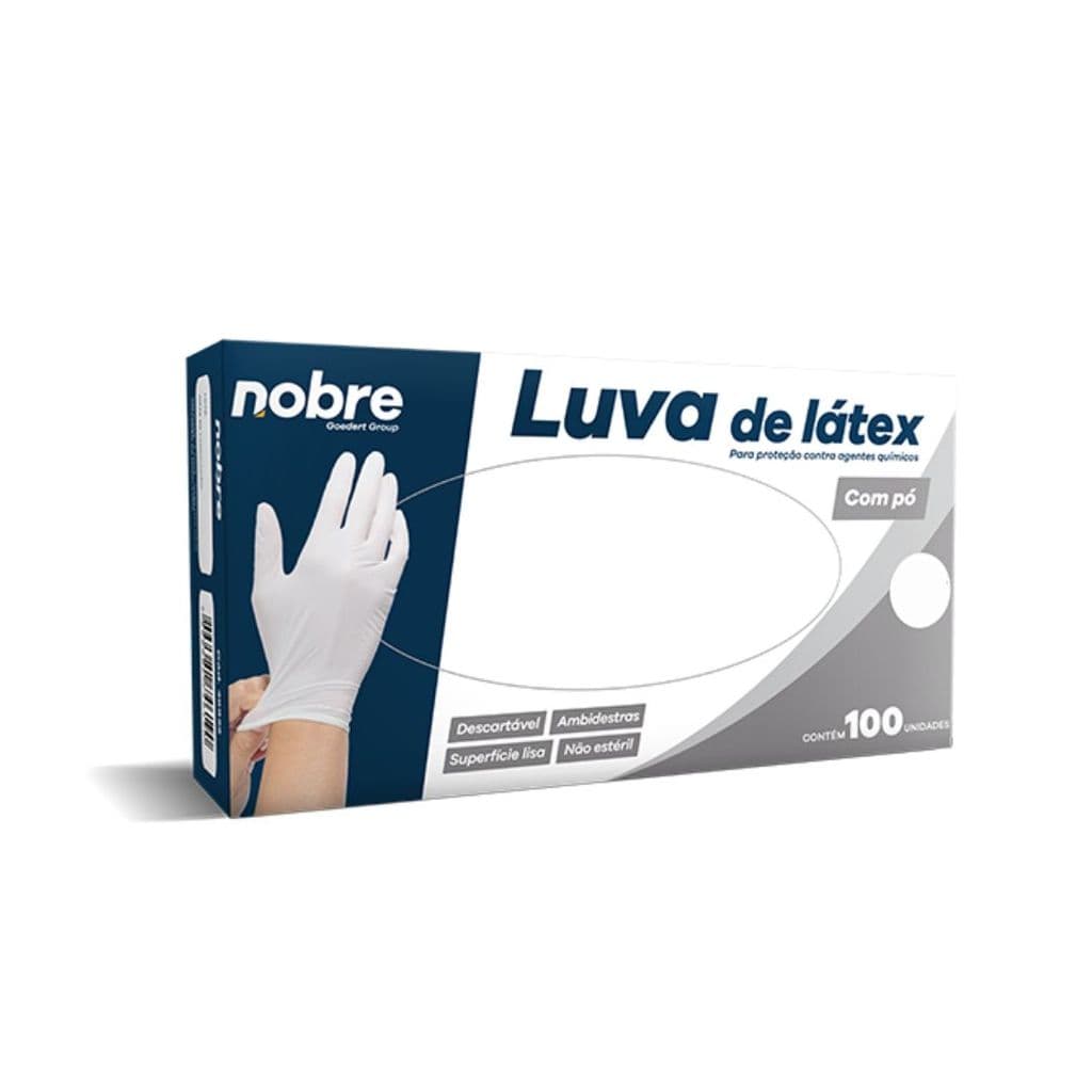Luvas descartáveis de Látex com Pó - Proteção Contra Agentes Quím. c/100unid. Nobre