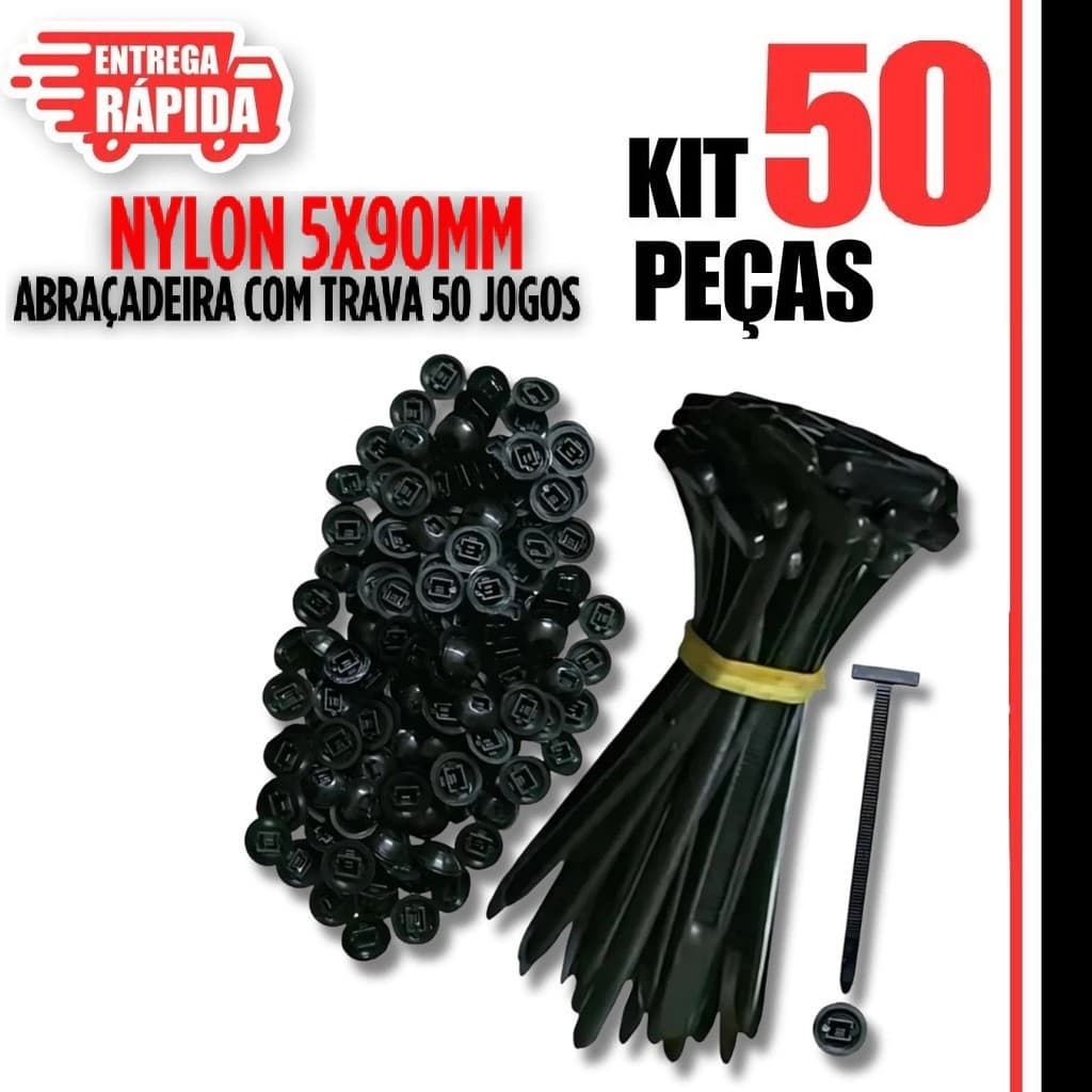 Kit 50/40/20 Abraçadeira Nylon Enforca Gato Fivela Plástica Universal Travamento Automático Carro