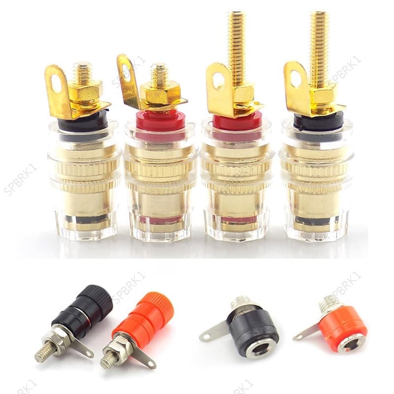 Terminal De Ligação Pós Áudio 4mm Banana Plug Soquete Conector Rosca Amplificador Médio Alto-Falante Pá BRK1