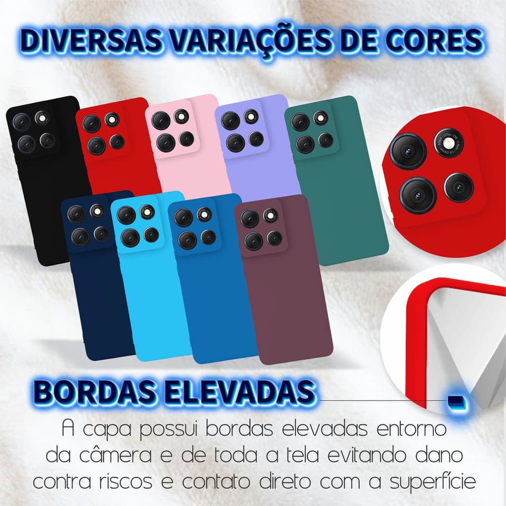 Kit Capa Capinha Aveludada + 2x Película Cerâmica Para Moto G32
