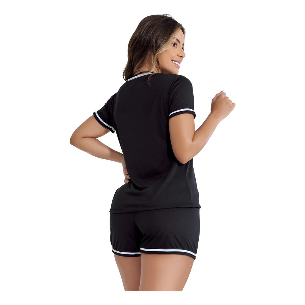 Pijama Plus Size Short E Camisa Fechamento De Botões Liso