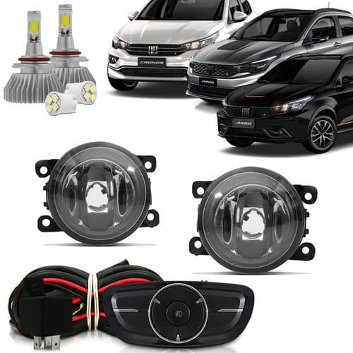 Kit Farol Milha Neblina Fiat Argo Cronos 2017 A 2022 + Led