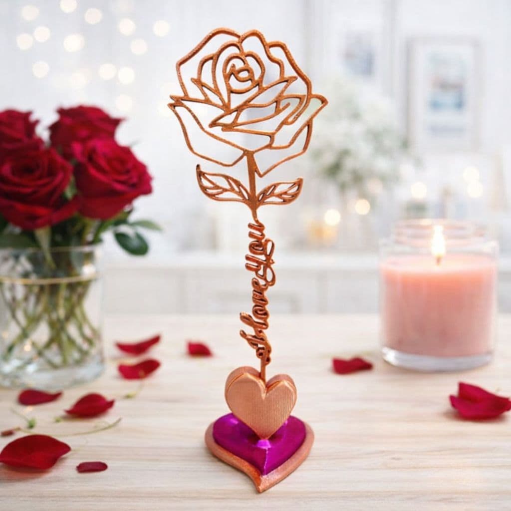Escultura Rosa I Love You Decorativa Para Presente