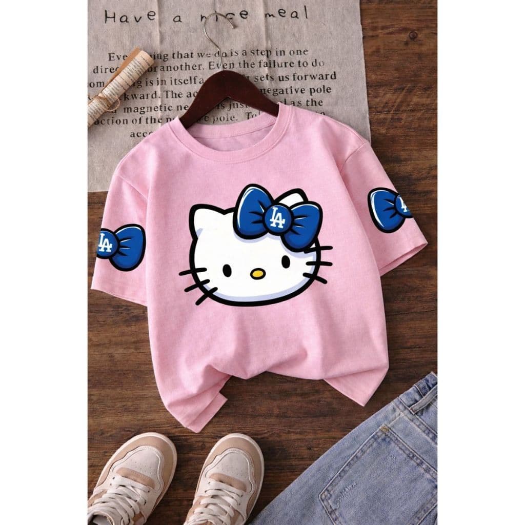 Blusinha Feminina Estampa Fofa Hello Algodão Várias Cores Promoção Manga Curta Verão Kitty