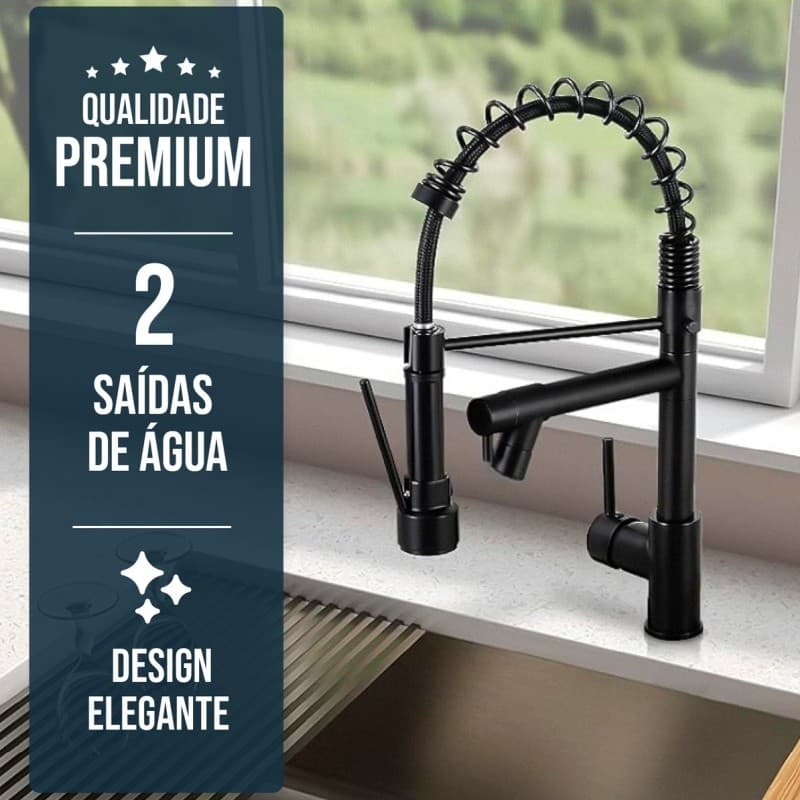 2 Em 1 Torneira De Inox  Cozinha Gourmet Misturador Monocomando Com Spray Extensor