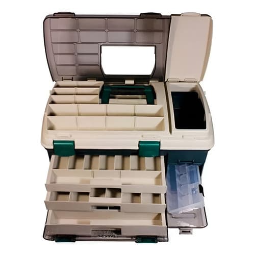 Caixa Maleta De Pesca Plano  737 Com 3 Gavetas Made In Usa Verde/bege