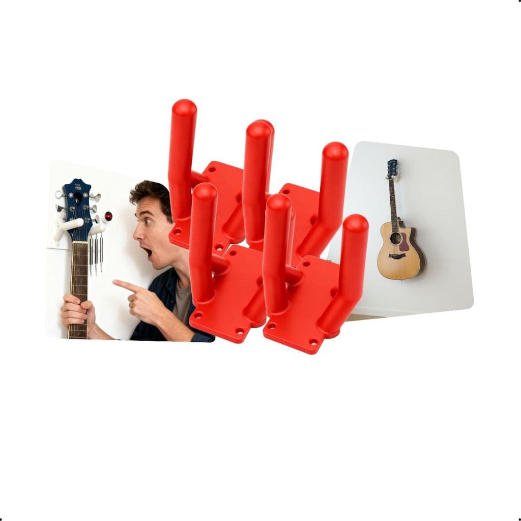 Kit 4 Suporte De Parede Para Instrumentos Musicais Violão Guitarra Baixo Ukulele Em Material Reforçado