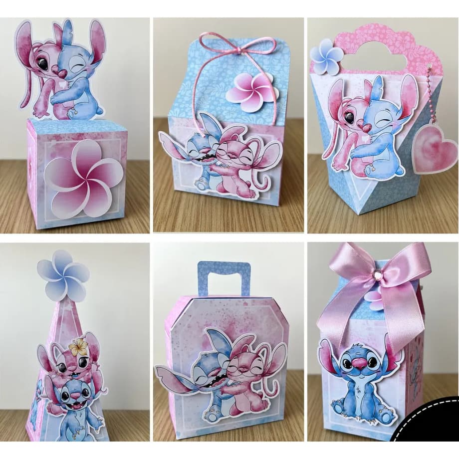 Kit Caixinha Para Festa Angel Stitch Papelaria Personalizada Caixa DESMONTADO
