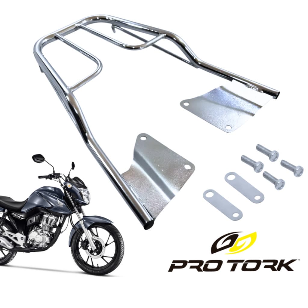 Bagageiro Pro Tork Modelo Sansão Cromado Titan Fan Start 160 2024 e 2025