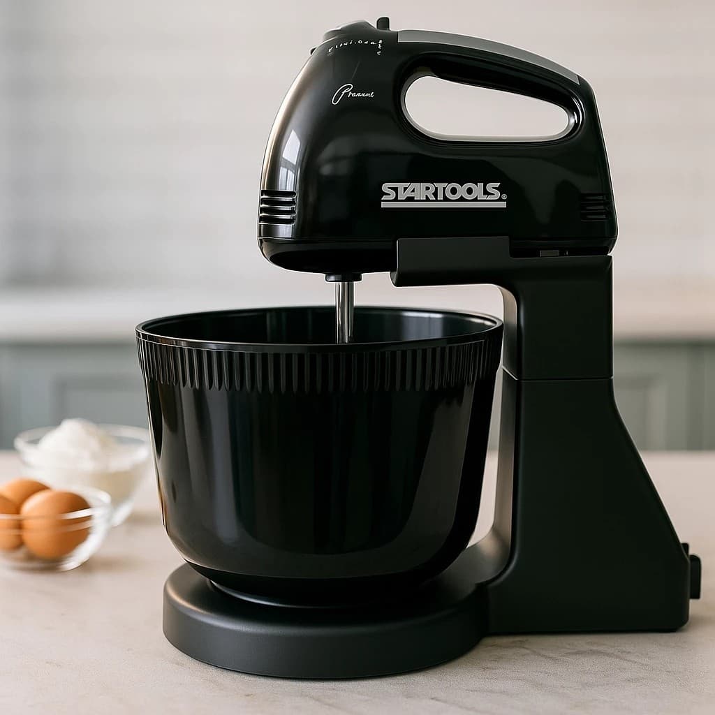 Batedeira Elétrica 220V Tigela 2L Preta Batedores Massa Bolo Chantilly Mistura Rápida Confeitaria