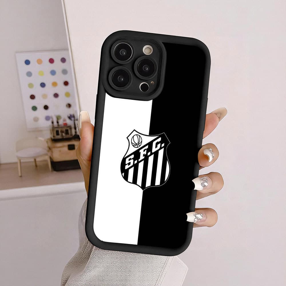 Capinhas Diferentes Capa iPhone Capinha iPhone Time SFC Santos FC Para 17 16 15 14 13 12 11 Pro Max JGS