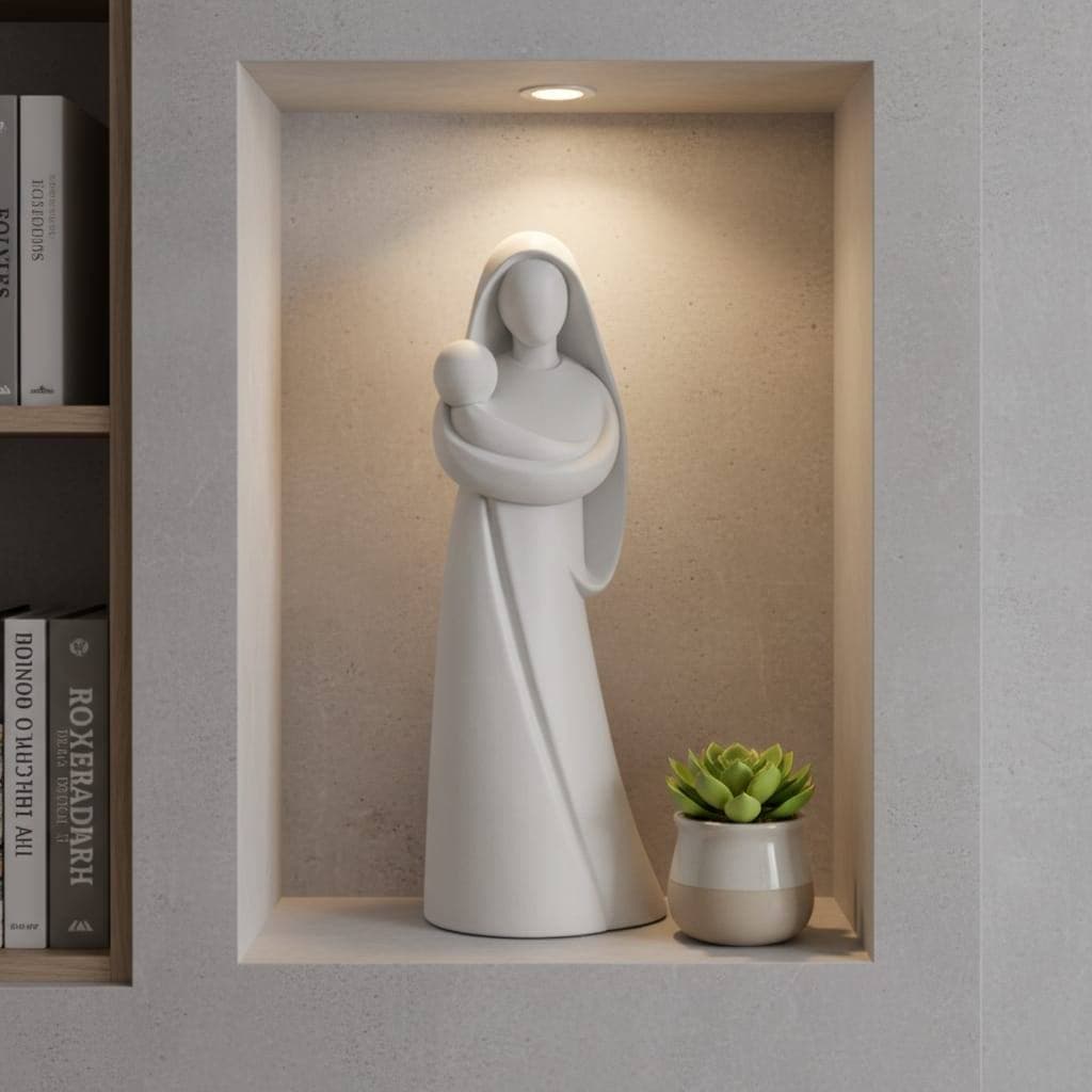 Imagem Sagrada Família Decoração Religiosa Escultura Cristã Minimalista Nossa Senhora Jesus Estatueta Decoração Sala