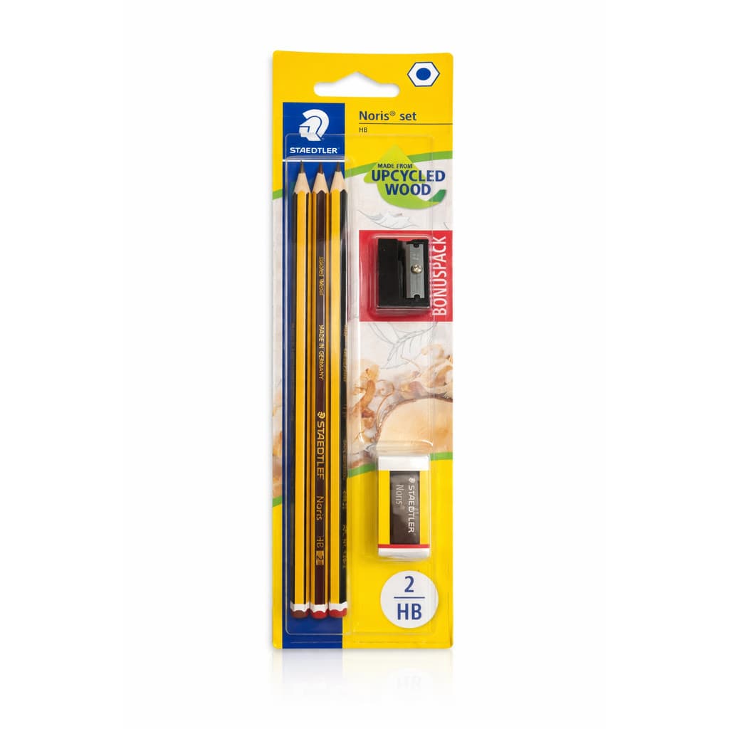 Kit Lápis HB Staedtler Noris com 3 Lápis + Apontador + Borracha Original