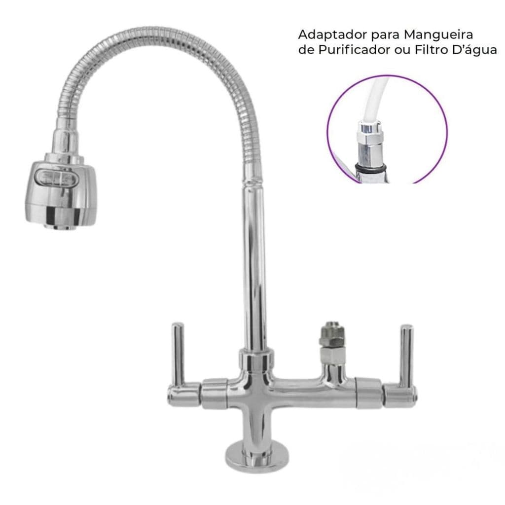 Torneira Bancada com adaptador Purificador Europa Electrolux Ibbl Consul Brastemp Filtro C/ Mangueira 6mm- 7144 C80 TG