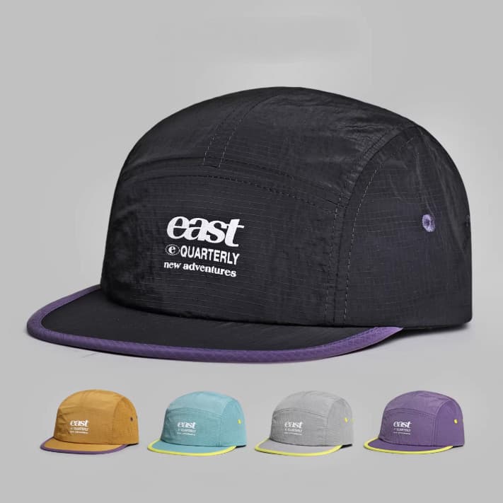 Boné Five Panel Bordado Letras Malha Masculino Feminino Corrida Viagem Moda Diário Chapéu
