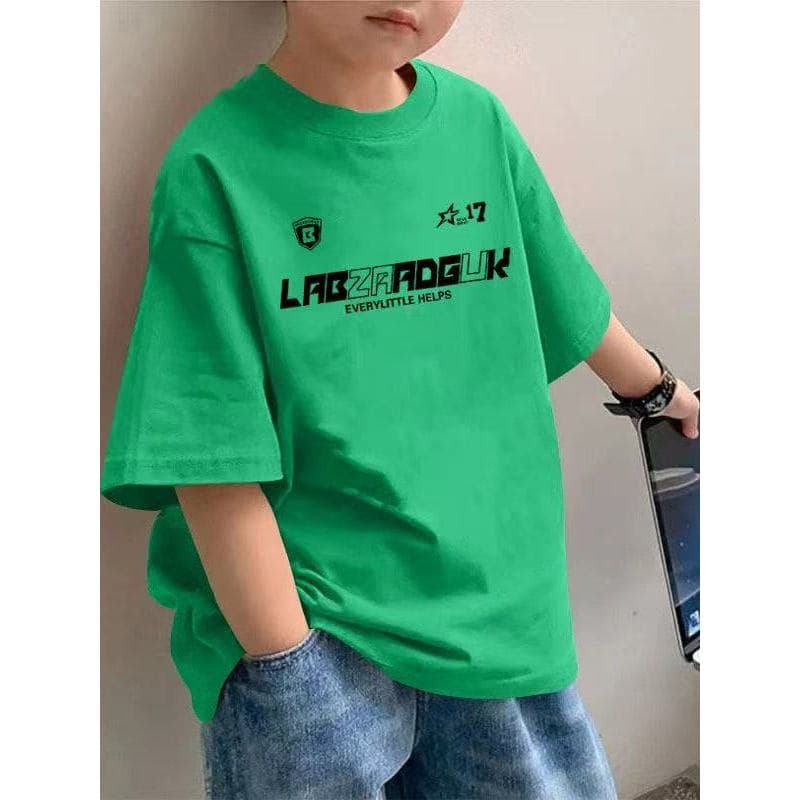 Verão puro algodão meninos camiseta de manga curta crianças novo estilo médio grande roupas infantis moda roupas infanti