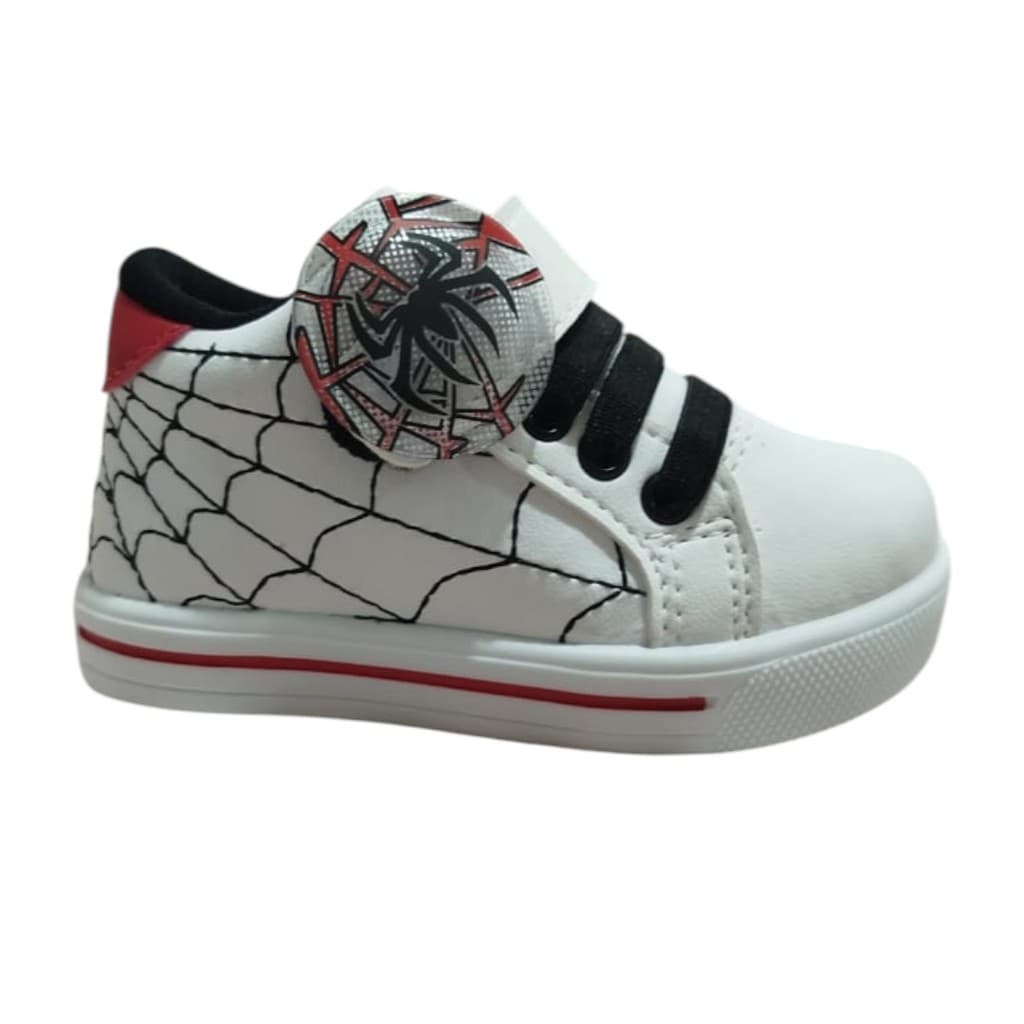 Tênis Bebê Menino Branco Aranha Com Velcro Confortável Antiderrapante Infantil