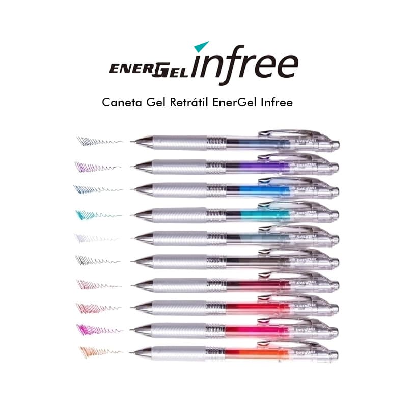 Caneta Gel Energel Infree Pentel 0.7mm Cores a Escolha
