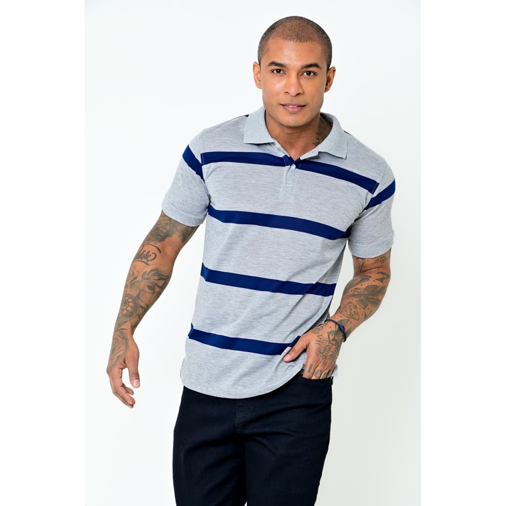 Camiseta Gola Polo Zek Masculina Listrada Slim