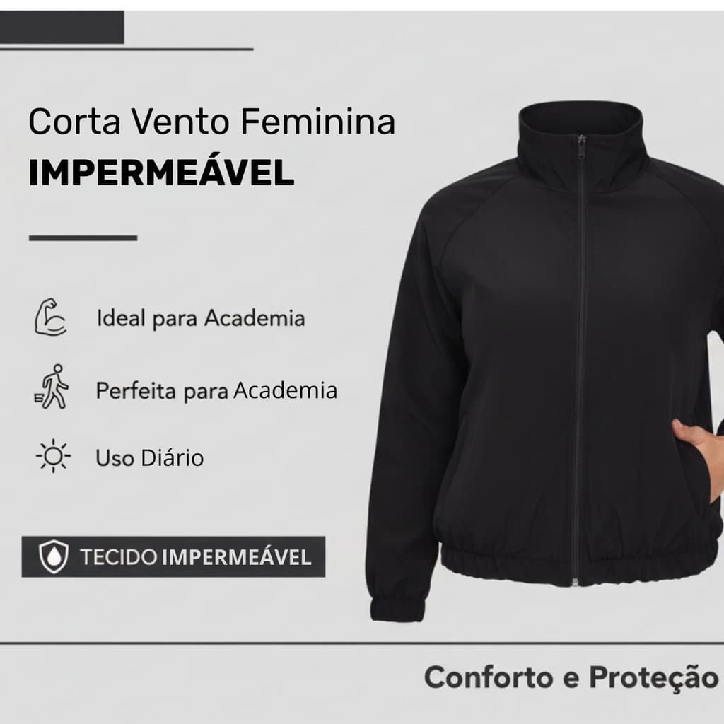 Jaqueta Corta Vento Feminina Impermeável sem Capuz Academia Funcional Caminhada Corrida
