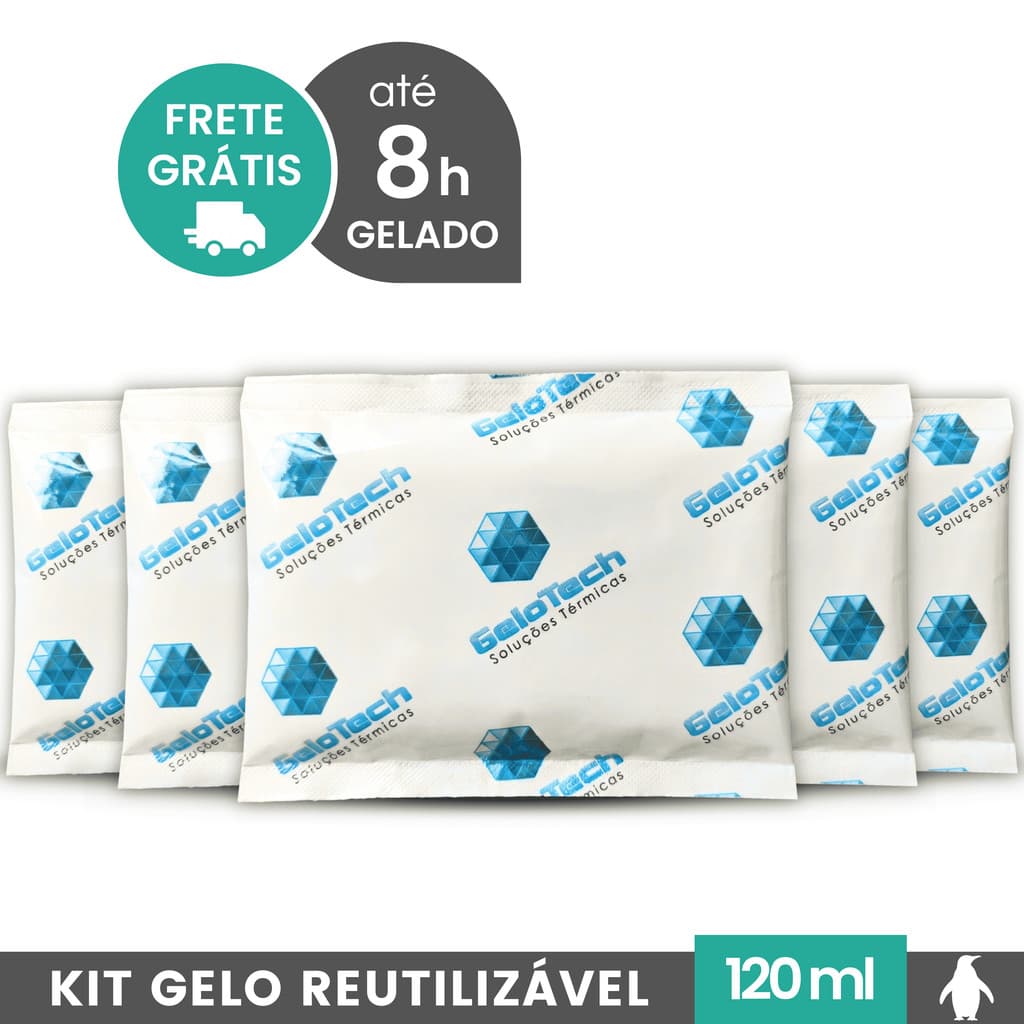 Gelo Reutilizável 120g Até 8h Gelado Não Molha | GeloTech Flexível Gel Artificial Atóxico