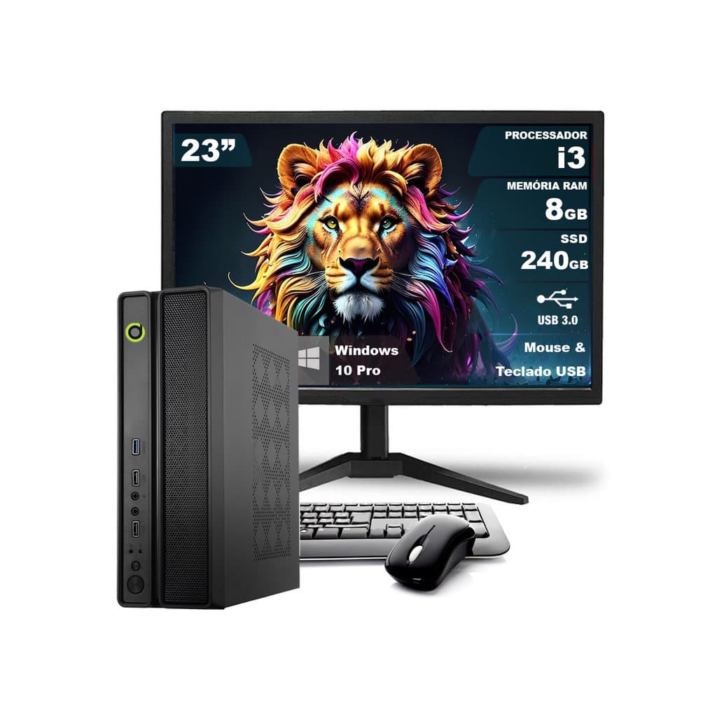 Computador Completo On SLIM I3 3ª Geração 8GB 240GB SSD Win10 Monitor 23