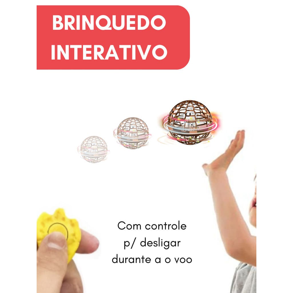 Brinquedo Bola Voadora Boomerang Inteligente com LED Colorido USB
