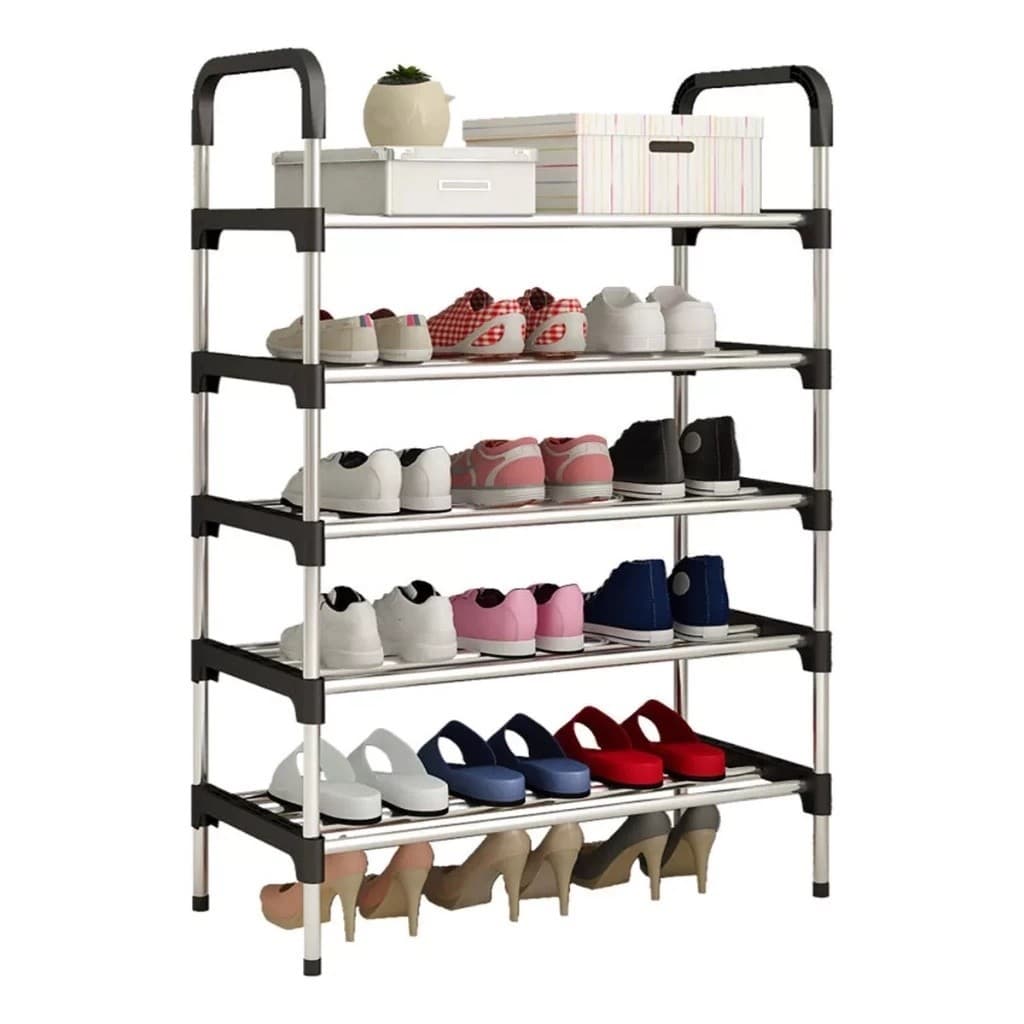 Sapateira Vertical 5 Prateleiras 15 Pares De Sapatos Calçados Aço Cromado Luxo Desmontável