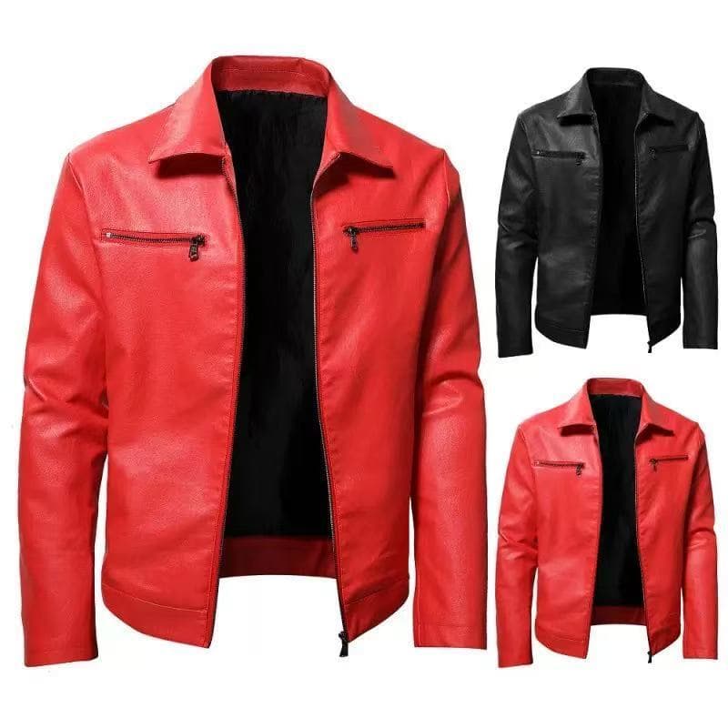 2026 Masculino Vermelho Jaqueta De Motocicleta Primavera Outono Falso Couro Do Plutônio Casual Motociclista Casaco Com