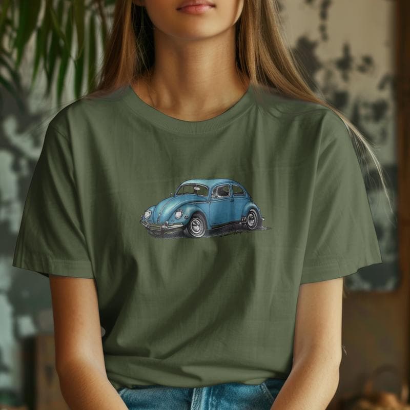 Camiseta Estampada Fusca Azul Clássico Vintage Casual Estilo Retrô Algodão Feminina e Masculina HT Co.