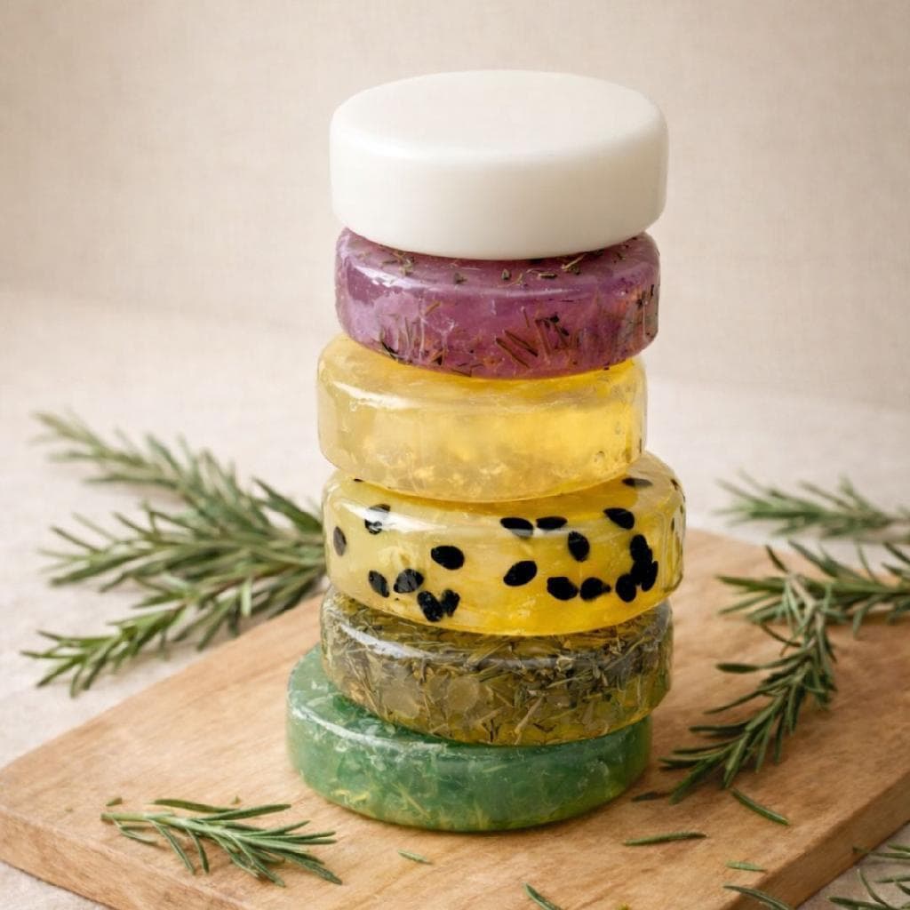 Kit 6 Sabonetes Artesanais Redondos Chá Branco e Lavanda Naturais para Banho Relaxante Diário