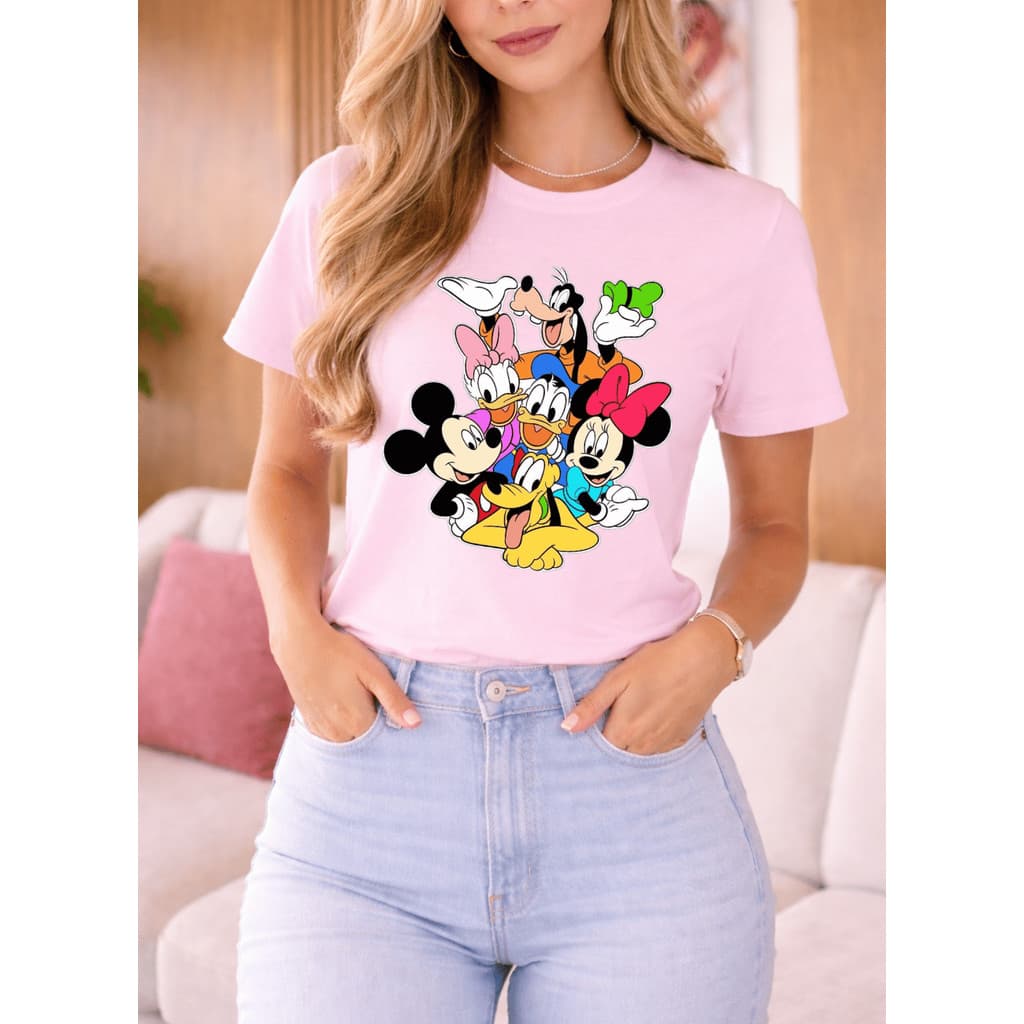 Camisa Feminina Casual Verão Blusinha Básica Soltinha Desenho Animado Cartoon Famoso Friends