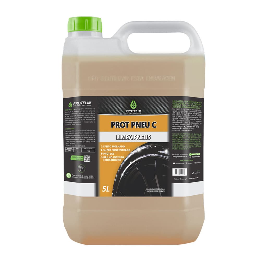 Pretinho Pneus Prot-Pneu C 5L Super Concentrado Alto Brilho Longa Duração Proteção UV