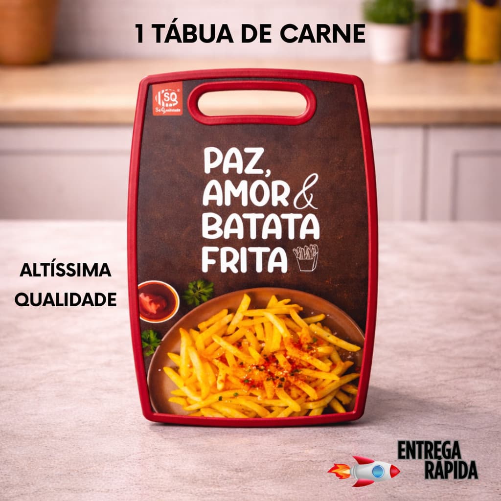Tabua de Carne Corte Resistente para Carne Legumes Queijo Frutas Plástico Estampada 37x23
