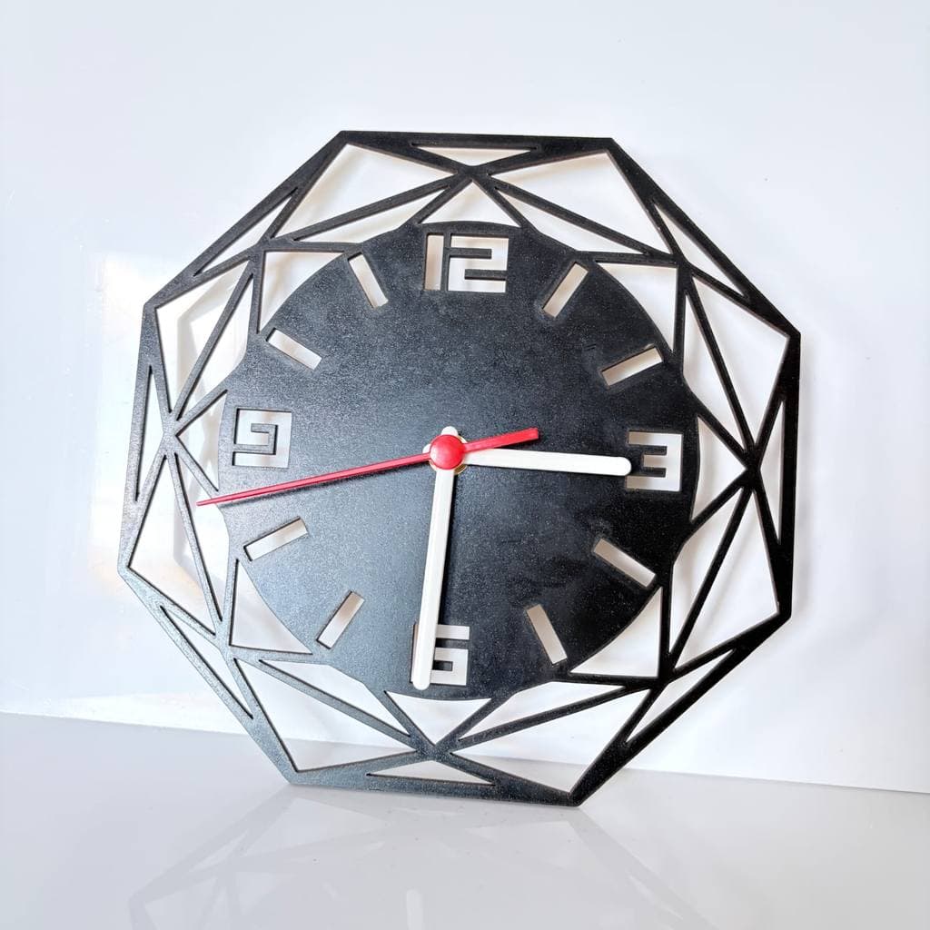 Relógio Hexágono em Acrílicos Espelhados Várias Cores para Parede Decorativo 20x20cm com Pilha inclusa