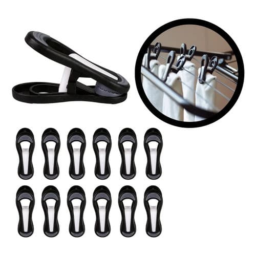 12 Prendedor Pregador Resistente Grande Preto Emborrachado