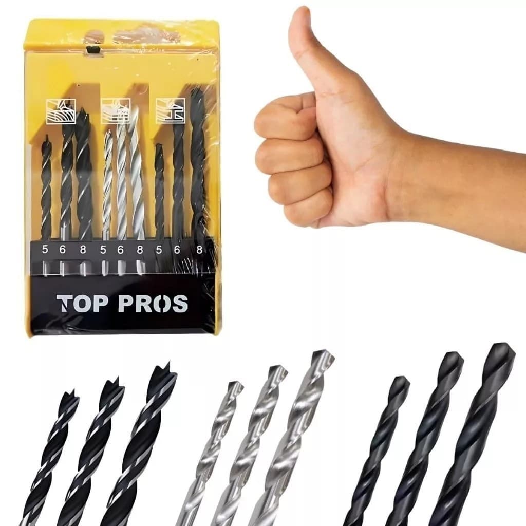 Jogo Brocas Madeira Metal Kit Ferramentas Perfuração Trabalhos Profissionais