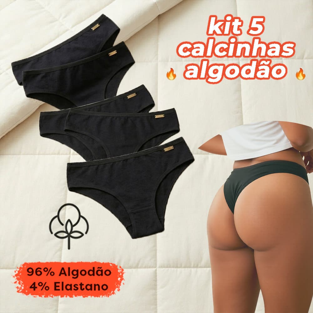Kit 10 Calcinhas de Algodão Tanga Conforto Básica dia a dia