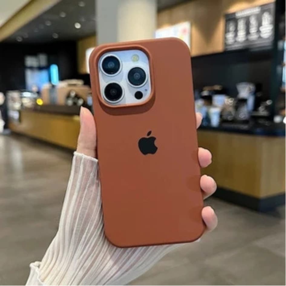 Capa Silicone Marrom Aberto Aveludado Original Para Iphone 11 12 13 14 15 16 PRO MAX