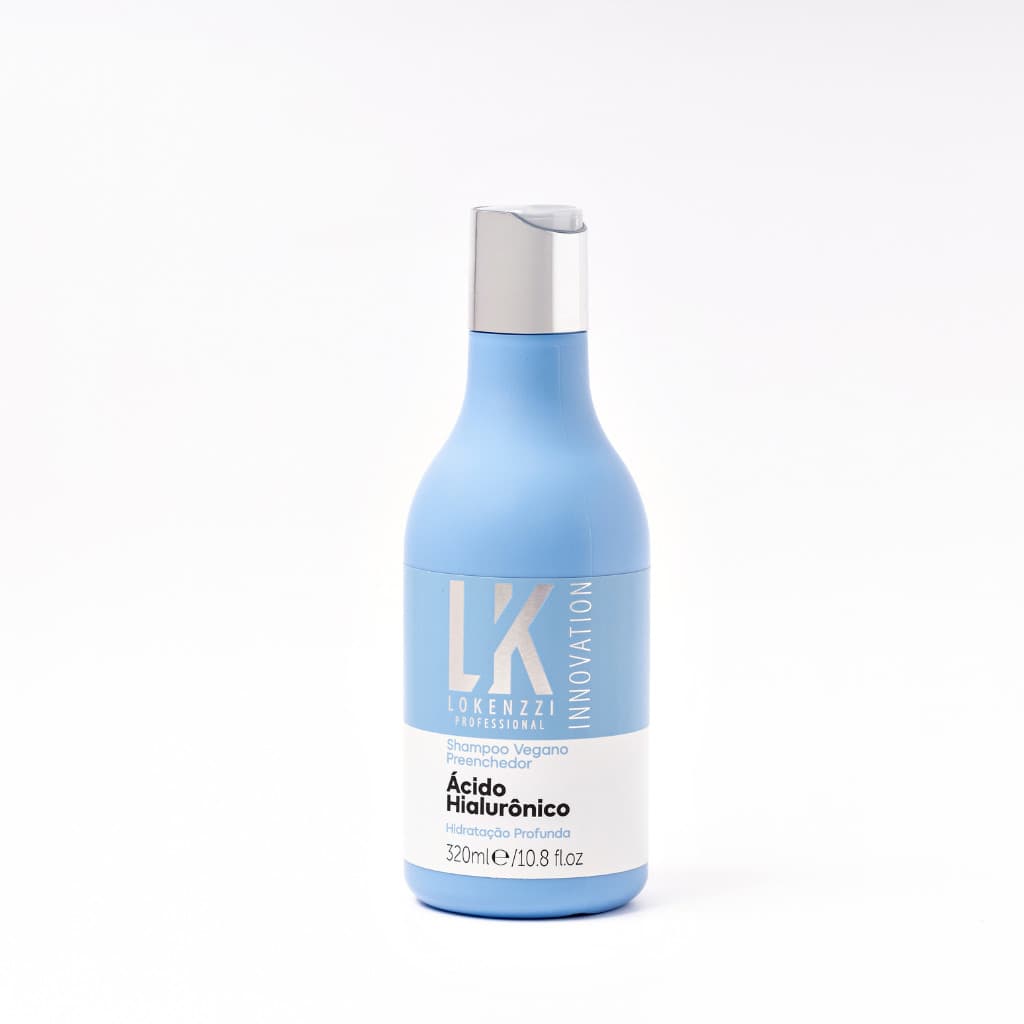 Shampoo Ácido Hialurônico Lokenzzi 320ml Hidratação Profunda Limpeza Suave Cabelos Secos Danificados Anti Frizz Brilho