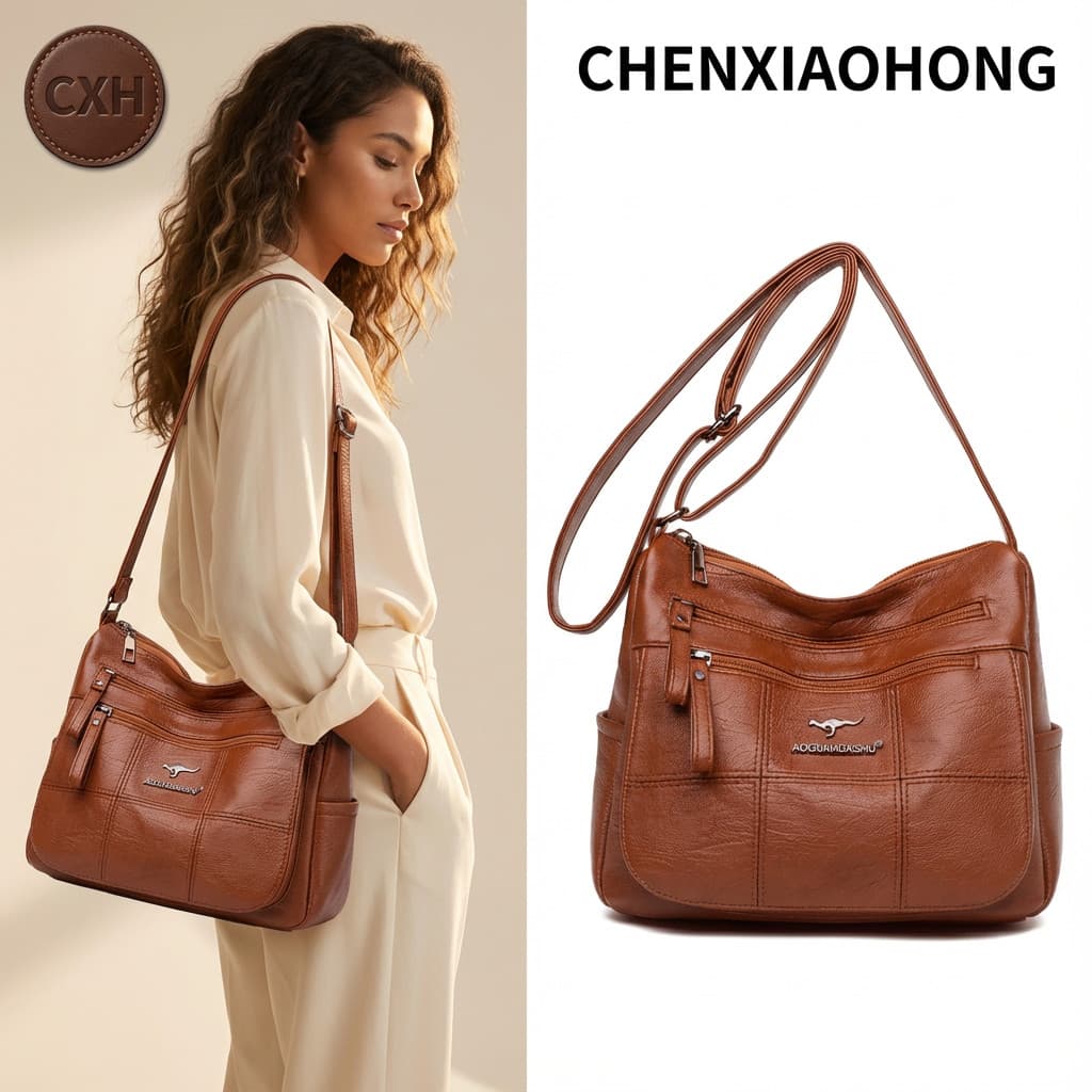 CHENXIAOHONG Bolsa transversal feminina de grande capacidade, elegante e simples.