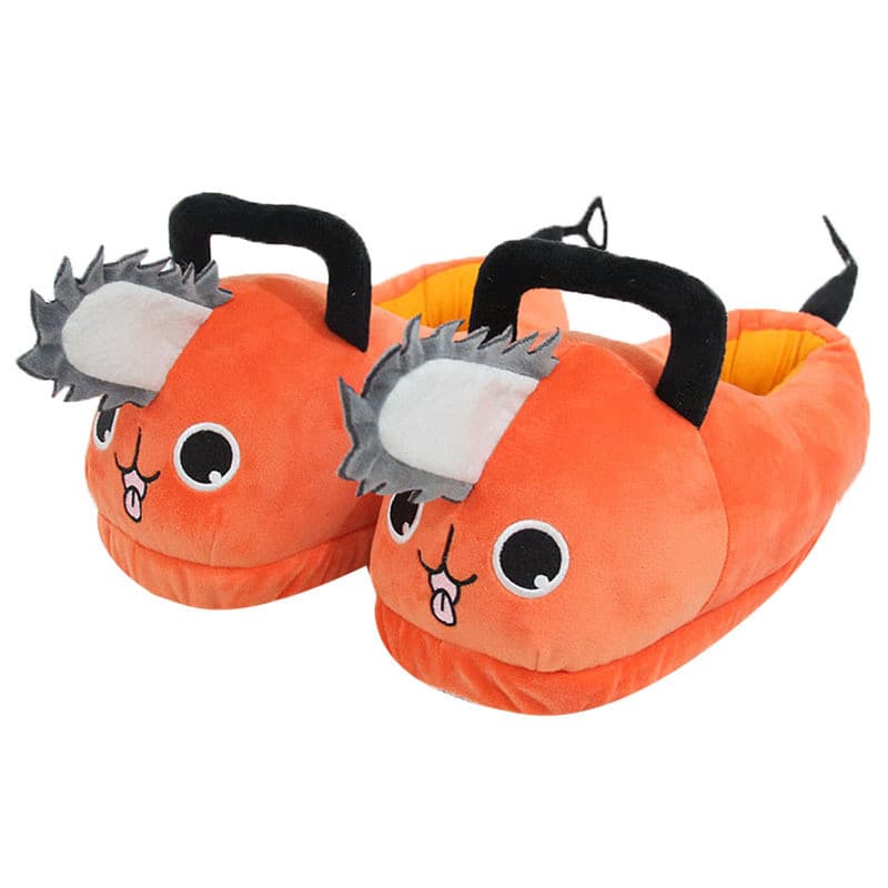 28cm Japan Anime Chainsaw Man Pochita Slippers Plush Devil Dog Cartoon Cosplay Costume Shoes Homens Mulheres Calçados De