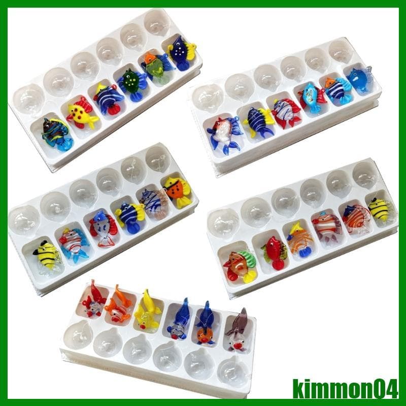 kim 6 Peças Vidro Flutuante Peixe Pendurado Conjuntos Decorações Aquário Float