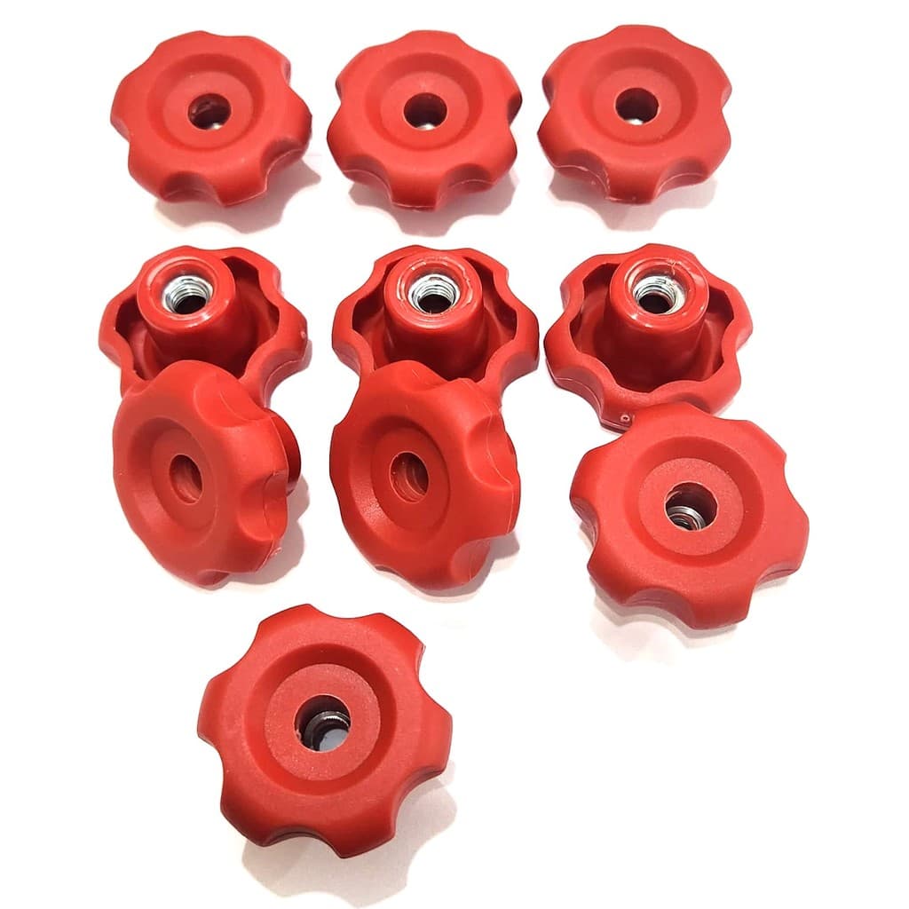 Manípulo Femea 8mm Rosca M8 Margarida Vermelha para Estante Prato de Bateria 10 un