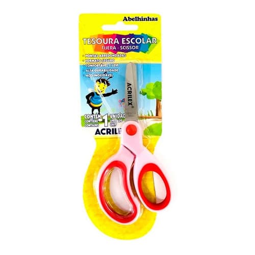 Tesoura Escolar Sem Ponta Rosa - Acrilex Rosa