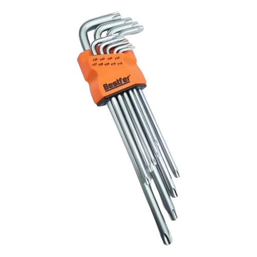 Jogo De Chaves Torx Com Cabo Longa Furo Guia Automotiva Tork