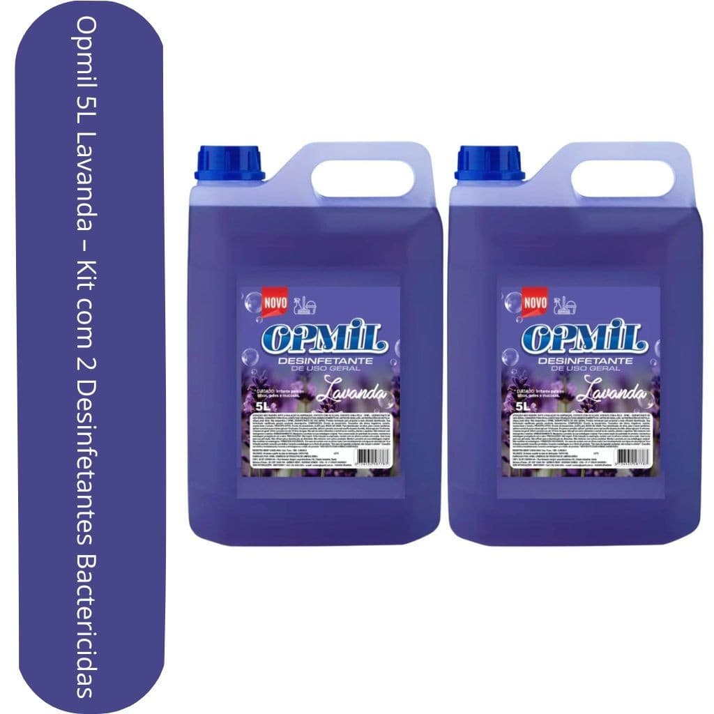 Opmil 5L Lavanda – Kit com 2 Desinfetantes Bactericidas