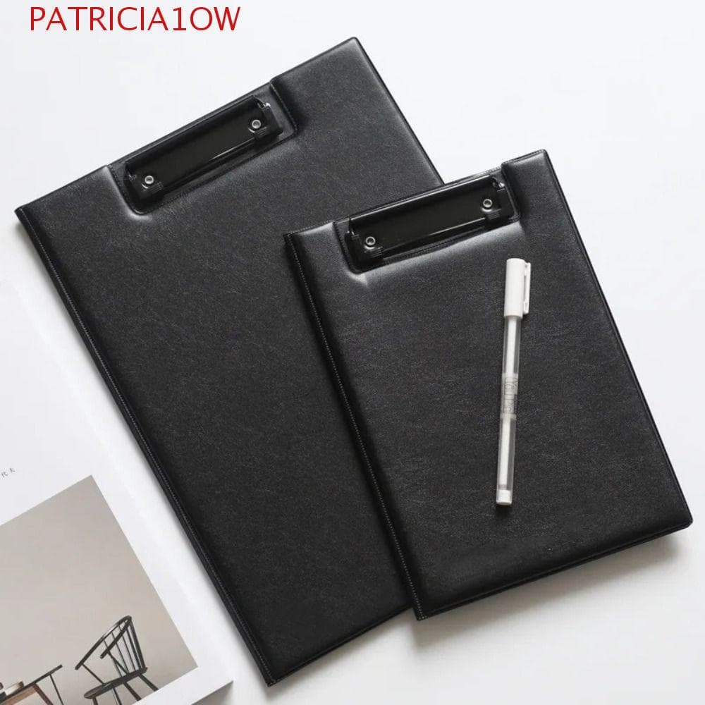 Pasta De Arquivo PATRICIA1OW , Placas De Clipe A4/A5 De Couro PU , Bloco De Escrita Dobrável Preto Para Quadro Rígido ,