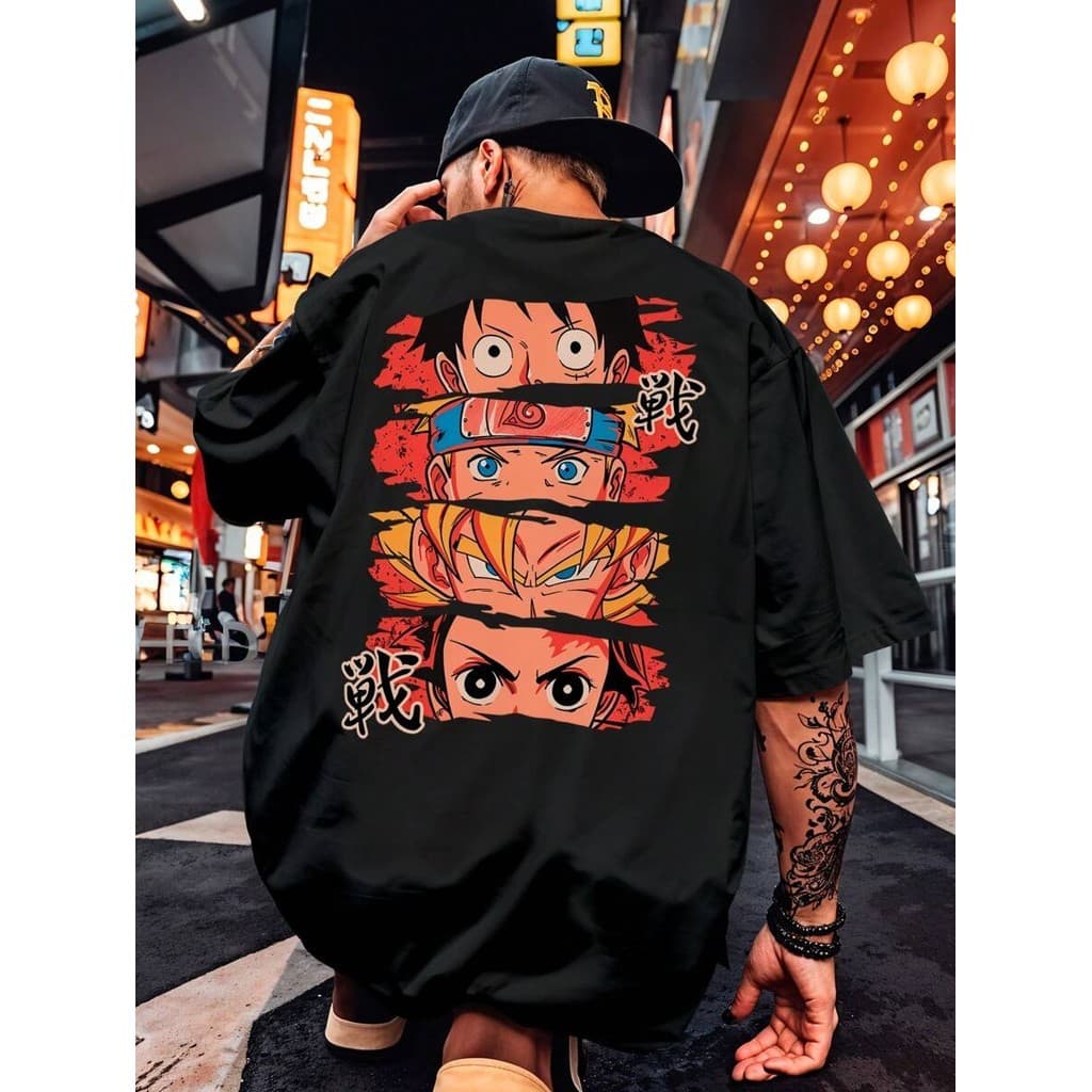 Camisa Camiseta Oversized Streetwear Olhos Anime Piece Luffy Naru Hokague DragonKimetsu YaibaKamado ENVIO RAPIDO